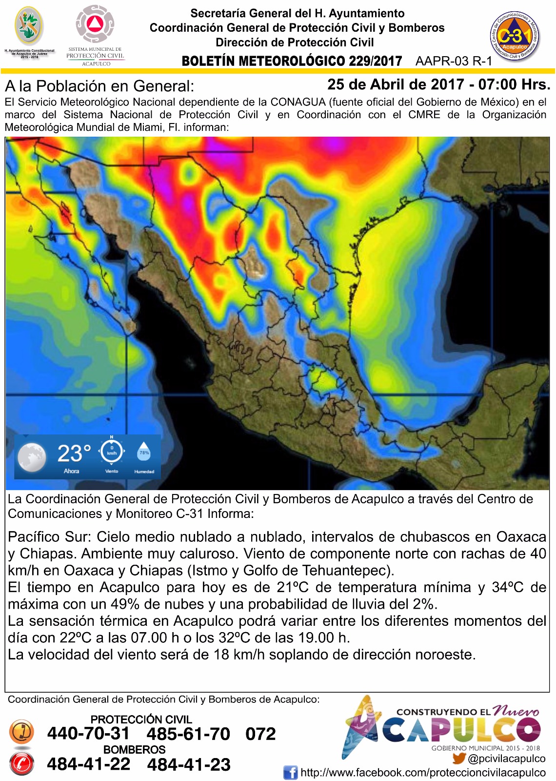 Acapulco HOY Clima de Acapulco martes 25 de abril