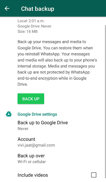 WhatsApp chat backup