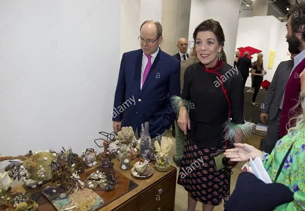 Prince Albert of Monaco and Princess Caroline of Hanover attended the opening of the Art Monte Carlo 2017 exhibition