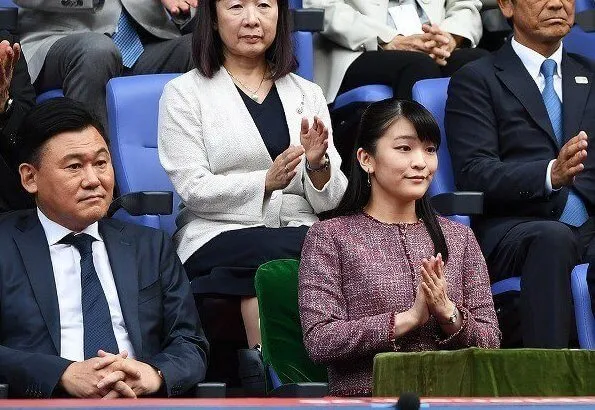 Princess Mako watched the men's singles final between Novak Djokovic of Serbia and John Millman of Australia at the Rakuten