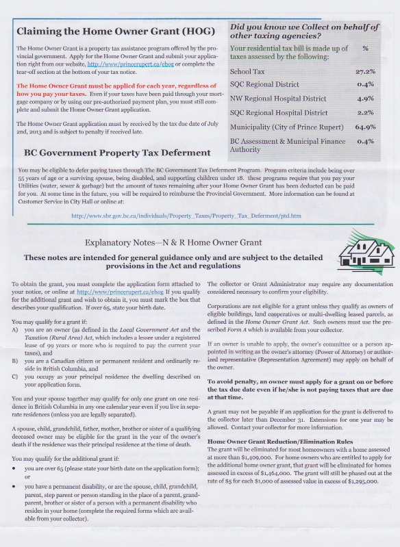 North Coast Review City of Prince Rupert Property Tax Bills are in the