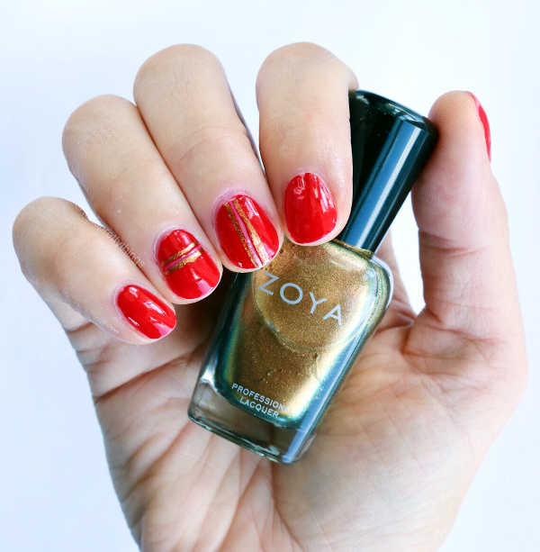 Easy Red Nail Art for Fall 2017 - OPI Big Apple Red, Zoya Aggie