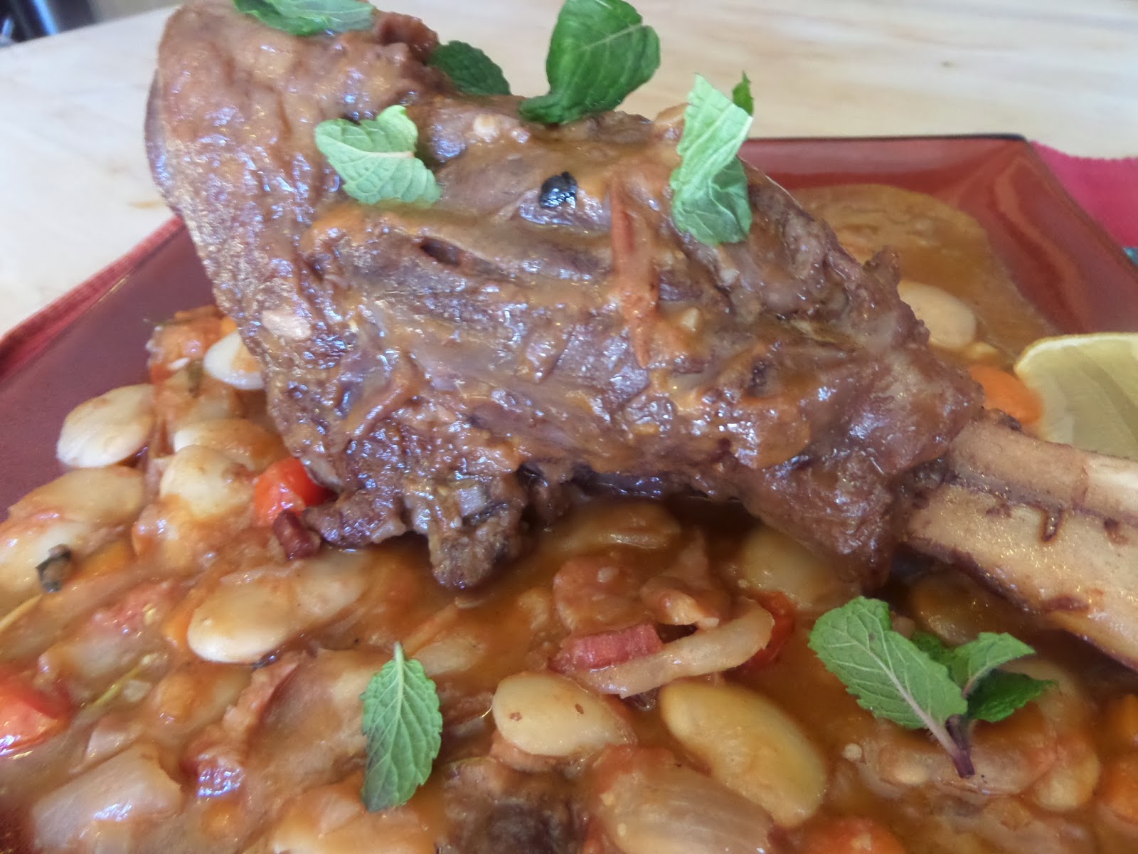 Dirty and Delicious Lamb Shanks with White Bean and Tomato Ragout