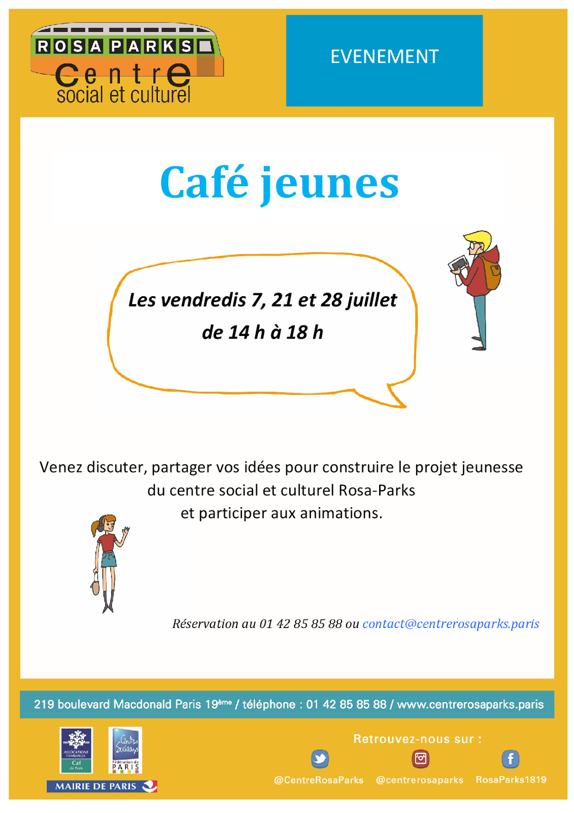 Centre social et culturel RosaParks Un "Café jeunes" au centre social