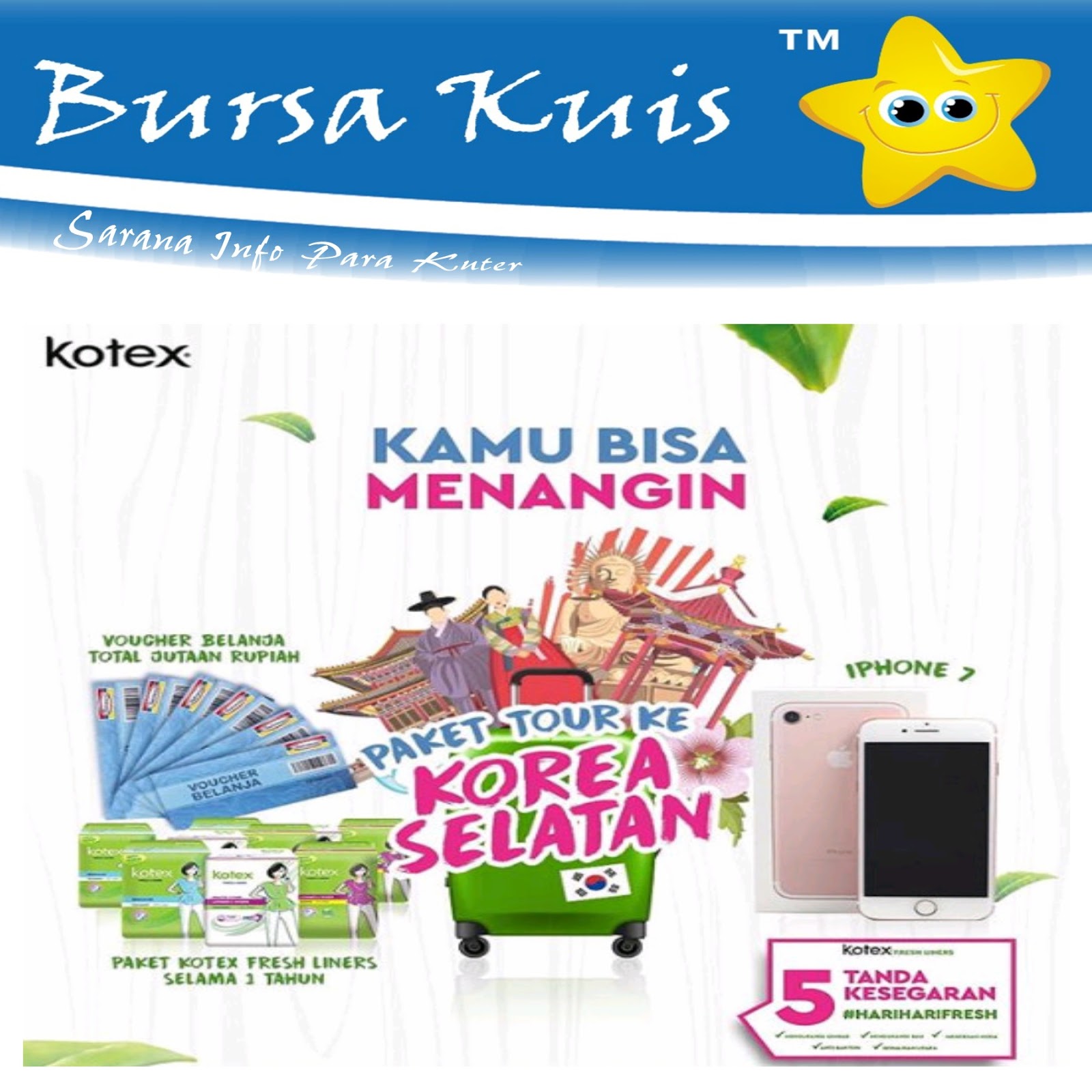 Kuis Promo Kotex Berhadiah Trip Gratis Ke Korea, iPhone 7 dan Voucher