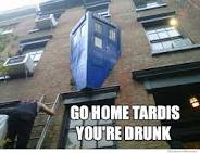 tardis halfway through a brick wall funny 