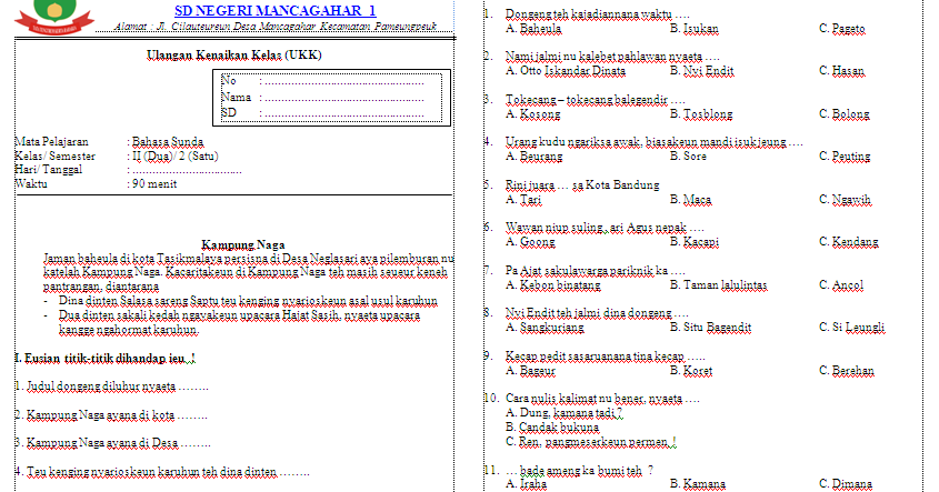 Bahasa Sunda Kelas 2 Sd Revisi Sekolah