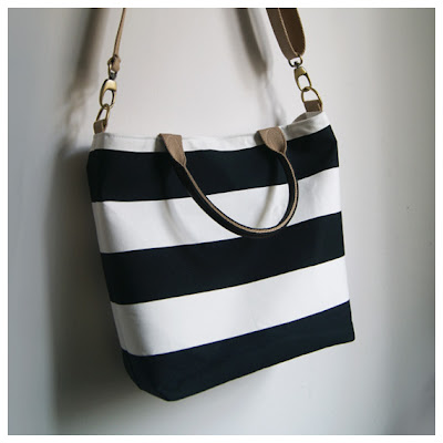 soarshadow . handmade: Black and White Bold Striped Tote or Messenger ...