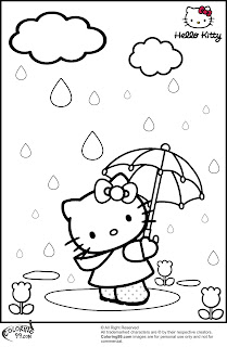 hello kitty in rainny day coloring pages