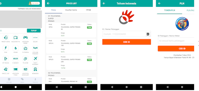 Tampilan Aplikasi Android Topindo Solsuis Komunika