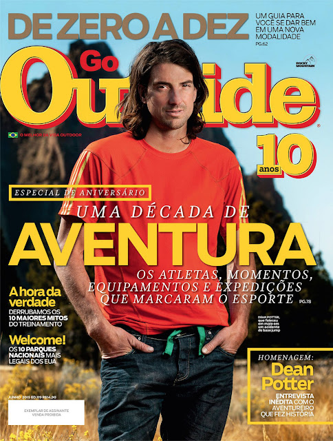 Dean Potter outside at Smith Rock in Oregon on the cover of Outside Magazine. 