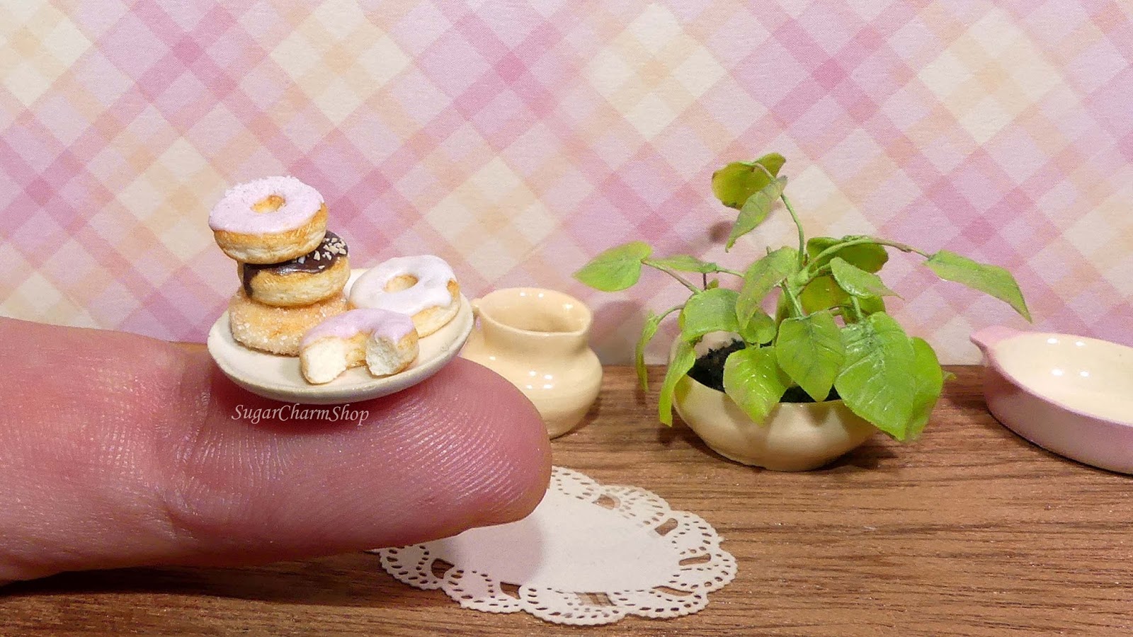 Tea Pastry Set Polymer Clay & Ceramic Glaze Miniature Dolls House