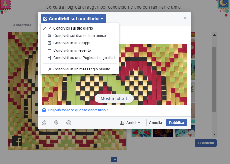 Su Facebook disponibili i Biglietti di Auguri per le Feste