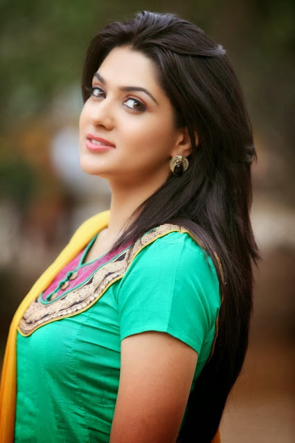 Only Actress Sakshi Chaudhary Cute Green Churidar