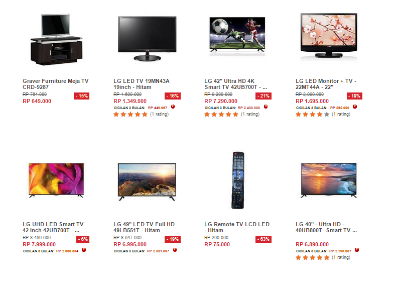 Harga TV LG Smart Plasma LED 3D 42 Inchi, 32 Inchi, 22