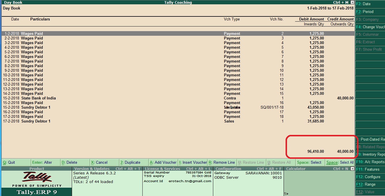 Free Tally TDL Free Tally Education Tally TDL for Day Book Total
