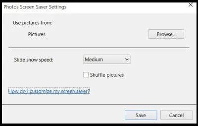 screensaver settings windows 10
