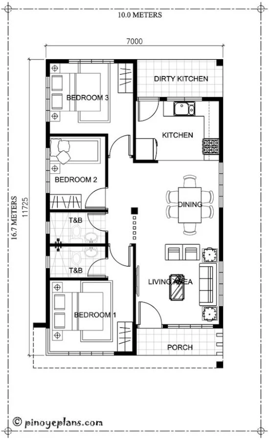 denah rumah minimalis dengan lebar 8 meter 1 lantai