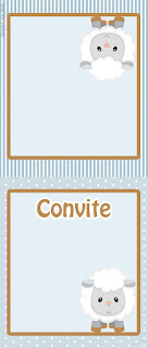 Ovejita Bebé en Celeste: Etiquetas para Candy Bar e Invitaciones para Imprimir Gratis.