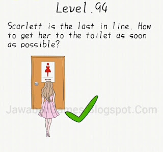 Super Brain [aaron.zhang] Level 94, Scarlett Is The Last In Line. How To Get Her To The Toilet As Soon As Possible? 