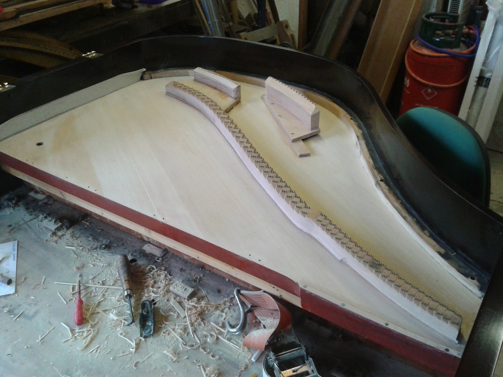 Restoring a Challen Grand Piano Soundboard Repairs