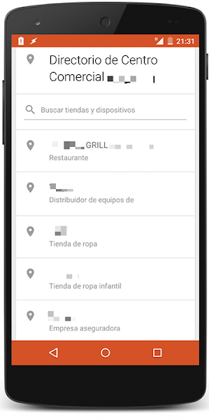 Tarjeta Sitio con el directorio de un centro comercial