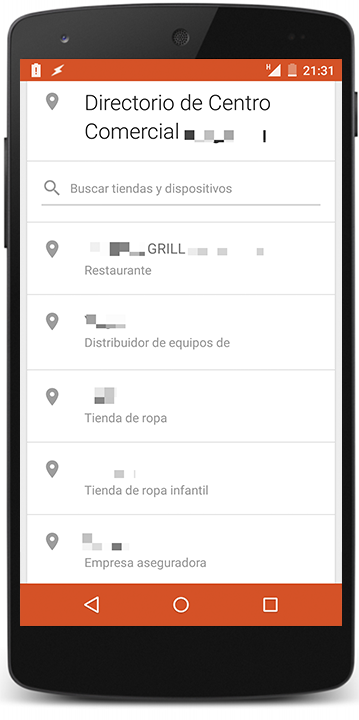 Tarjeta Sitio con el directorio de un centro comercial