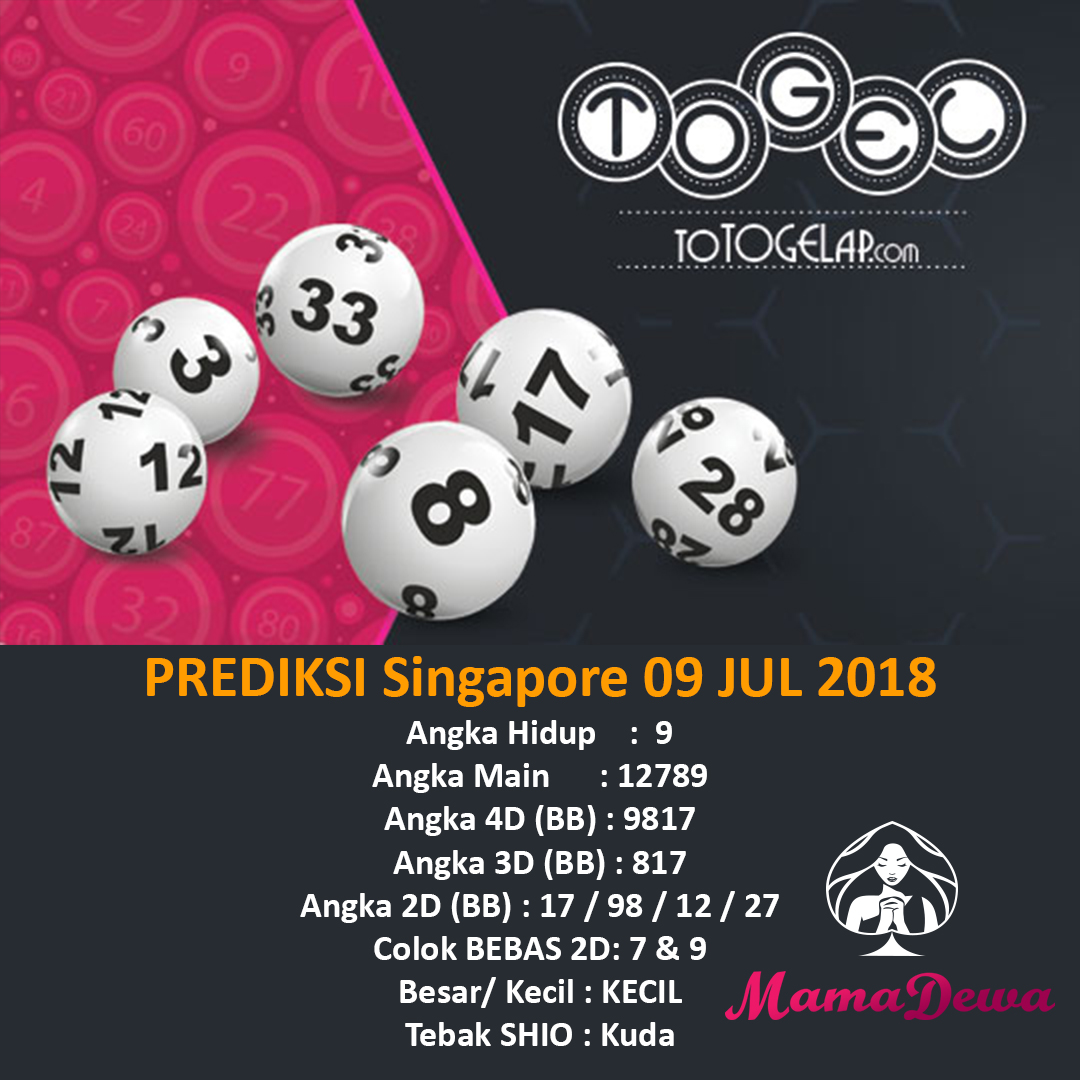 Mamadewa - Prediksi Angka Jitu Singapore 09 Jul 2018 - Prediksi707