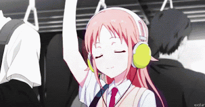 Hasil gambar untuk cute anime listen music gif