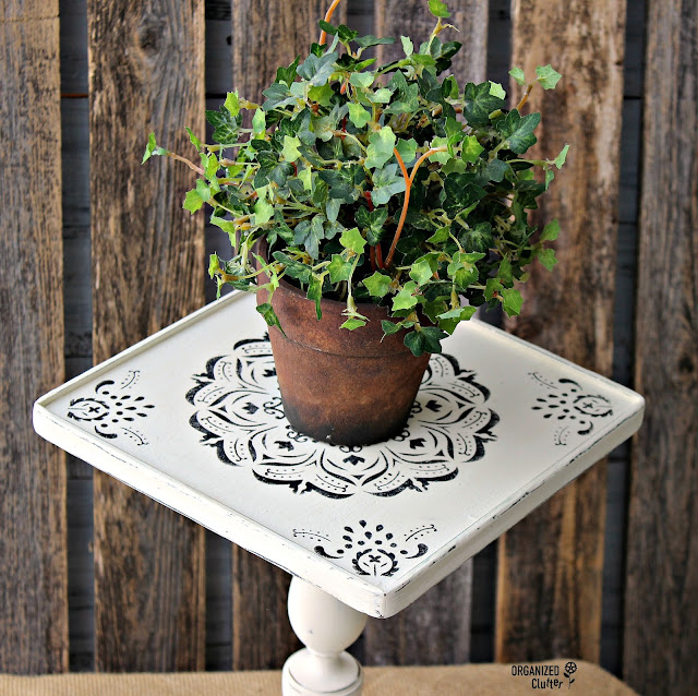 Thrifted Game Board & Candlestick Plant Stand #repurpose #thriftshopmakeover #stencil #mandala #anniesloan