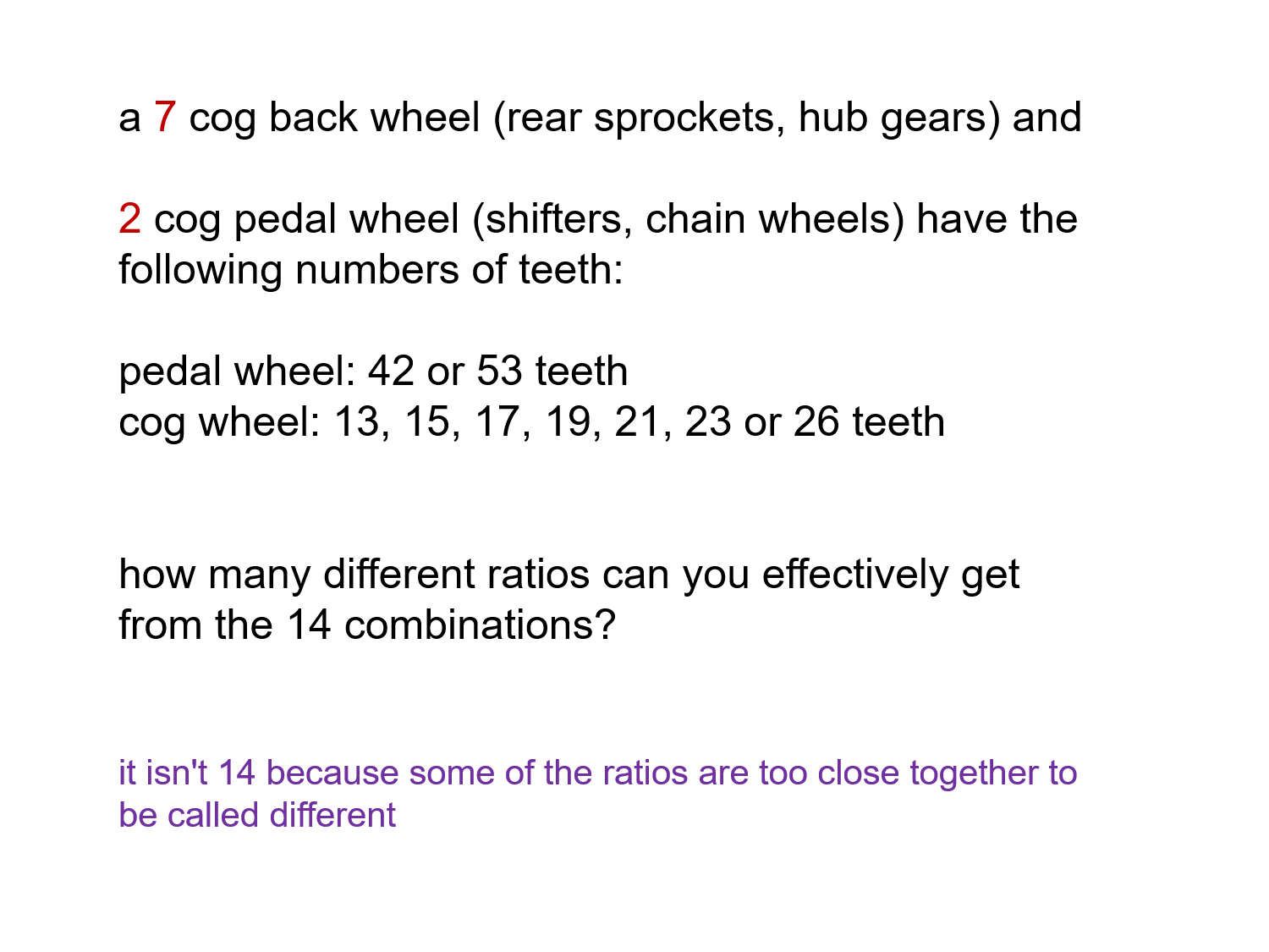 MEDIAN Don Steward mathematics teaching: bike gears
