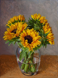 sunflower oil painting still fine wang