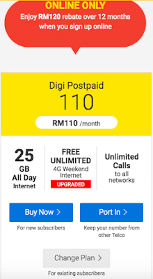 Digi Postpaid 110 Cash Rebate RM120 Discount Online Promo