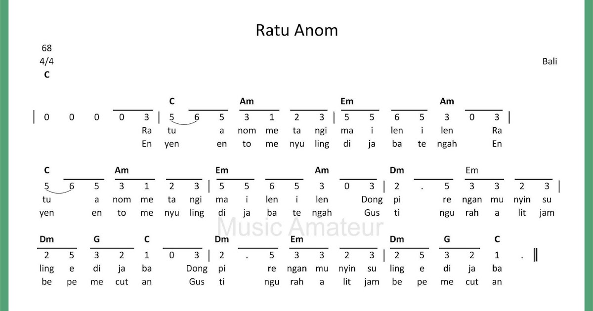 Not Angka Ratu Anom SEPUTAR MUSIK