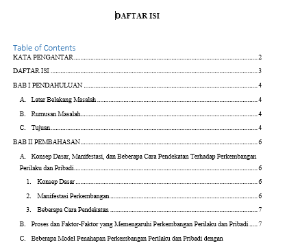 Membuat Daftar Isi Otomatis menggunakan Microsoft Office Word