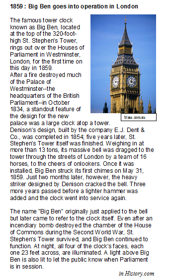 Big Ben Informationen Auf Englisch Shake your English!: May 31st 1859 - BIG BEN struck for the very first