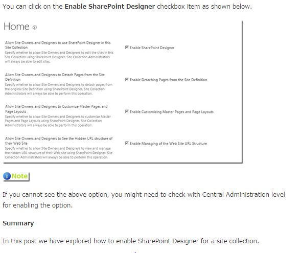 How to Enable SharePoint Designer quickly in SharePoint 2013
