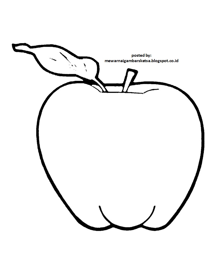 Mewarnai Gambar: Mewarnai Gambar Sketsa Buah Apel 1