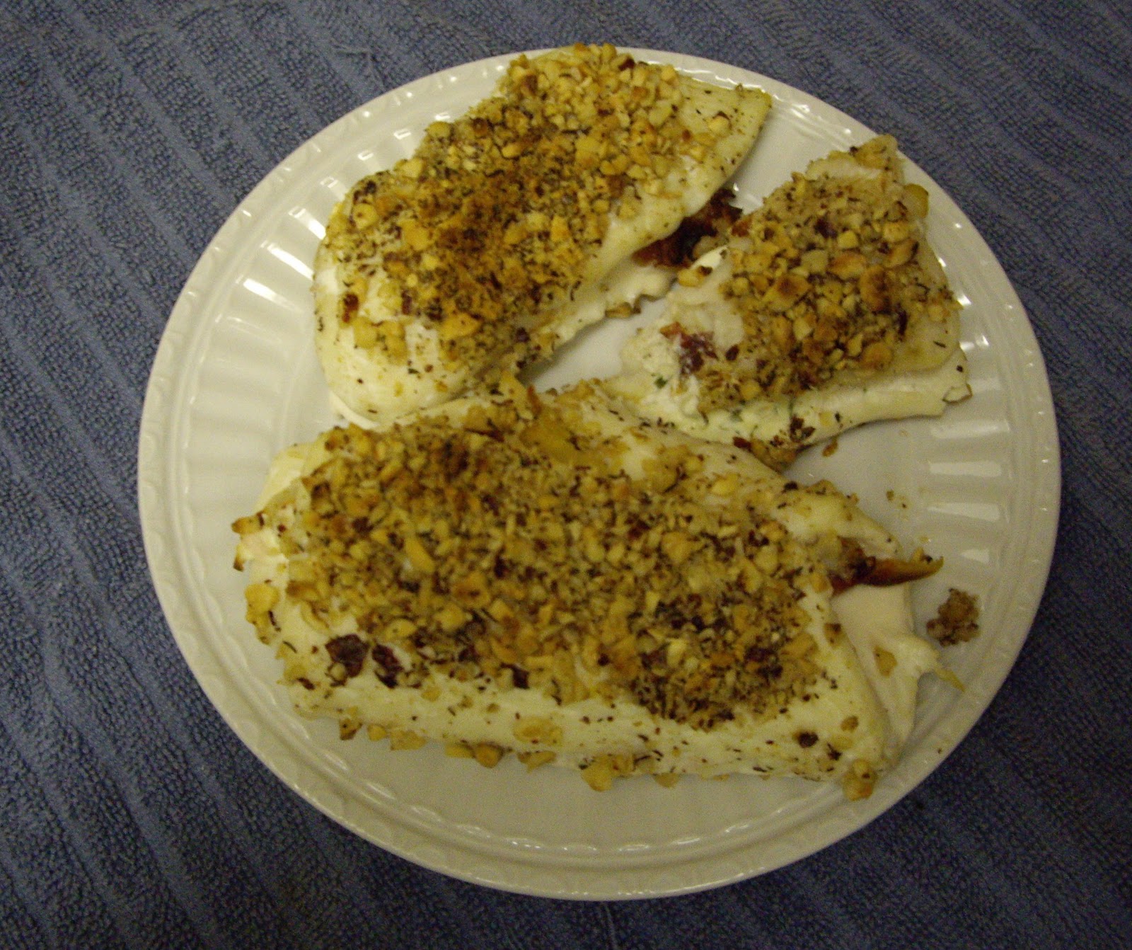 Alaska Cooking Queen Hazel Nut Crusted Crab Stuffed Halibut