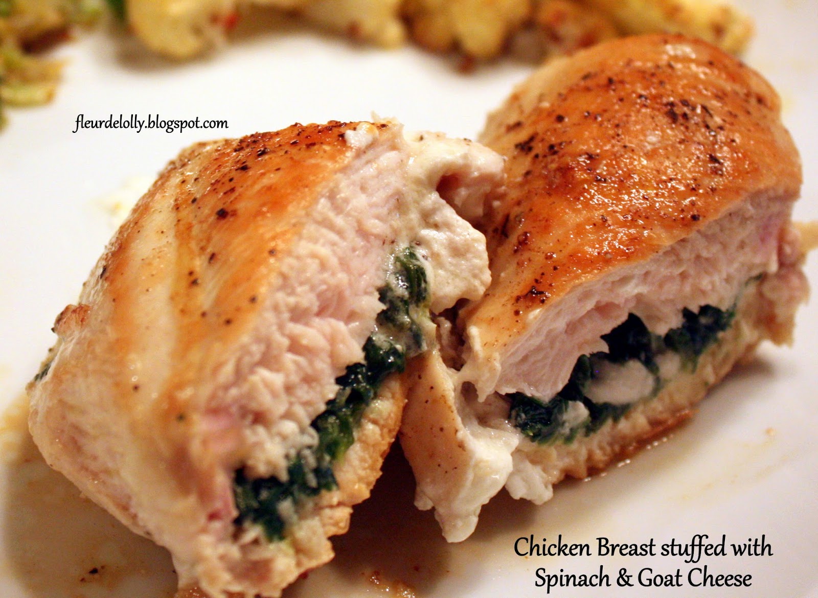 Fleur de Lolly Chicken Breast stuffed with goat cheese and spinach