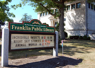 Library sign for this week's events