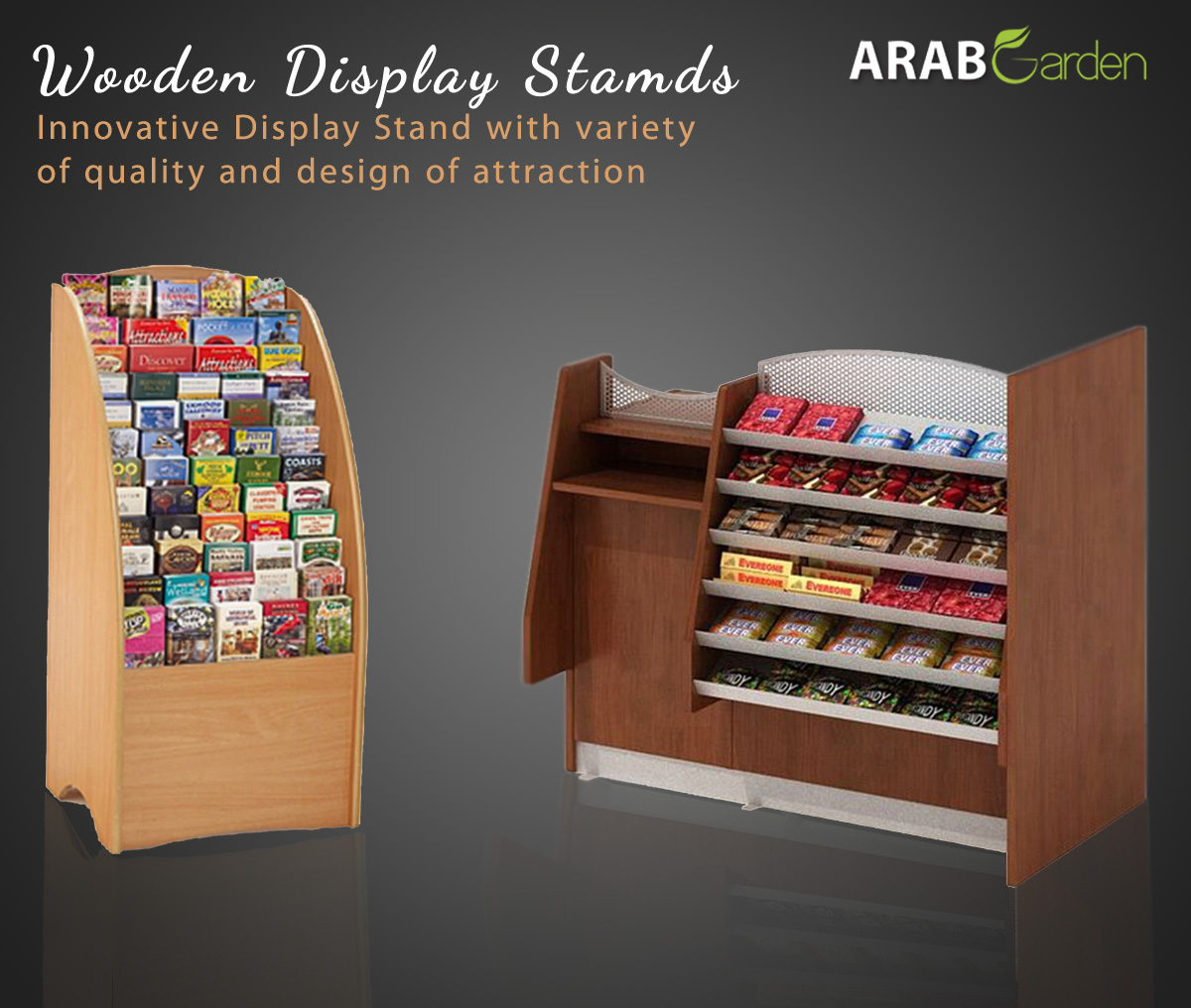 DESIGN AND MANUFACTURER WOODEN DISPLAY STANDS UAE.