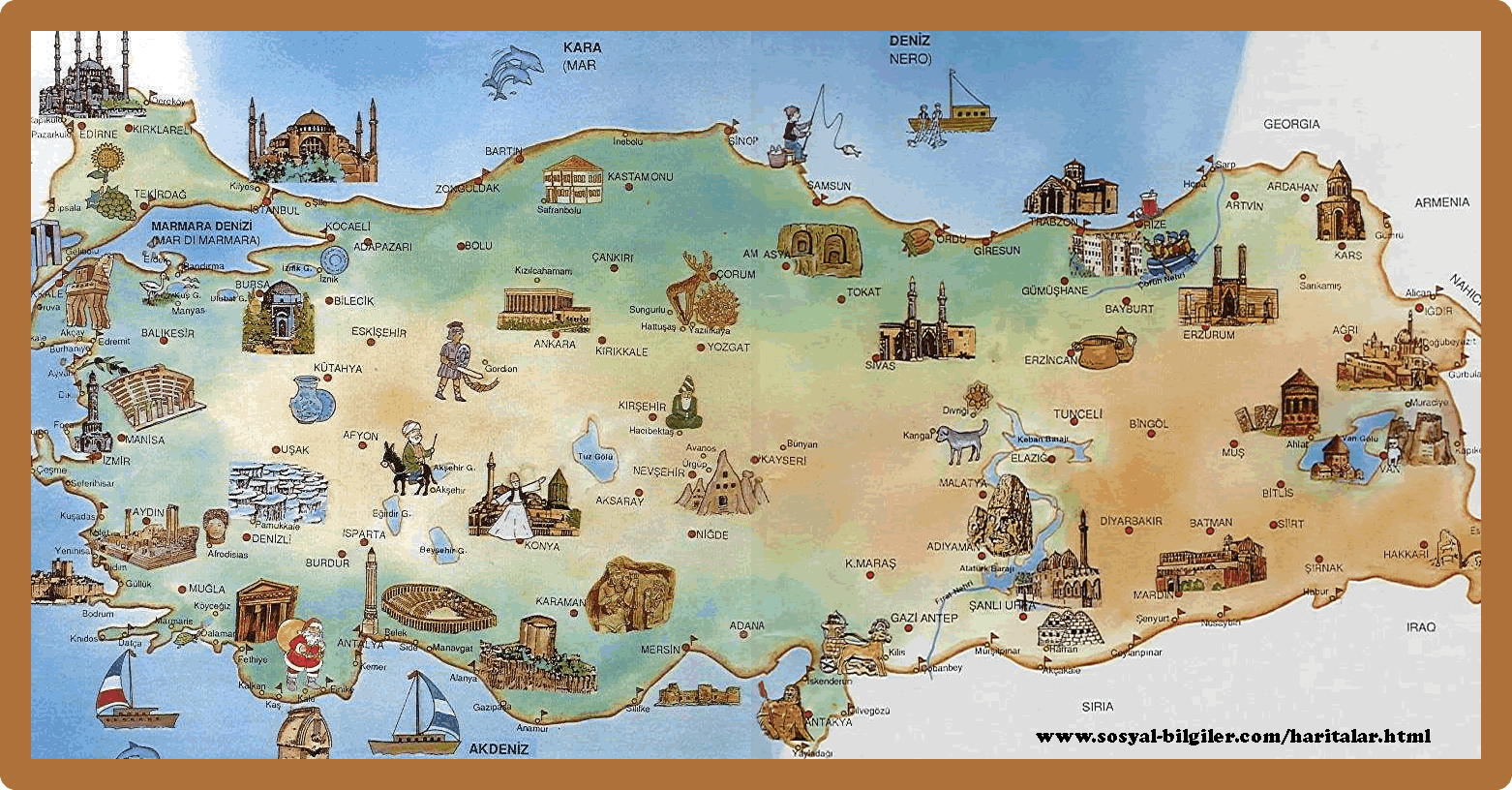History And Tourist Attractions Map Of Turkey Large Size The