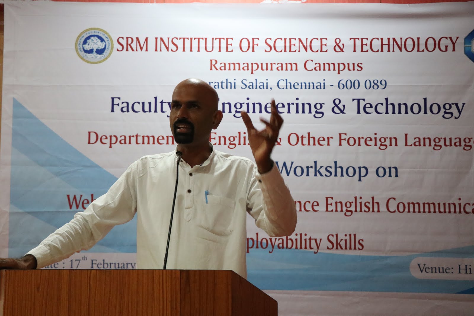 Resource Person- Workshop on Communication and Employability Skills at SRM University, Ramapuram