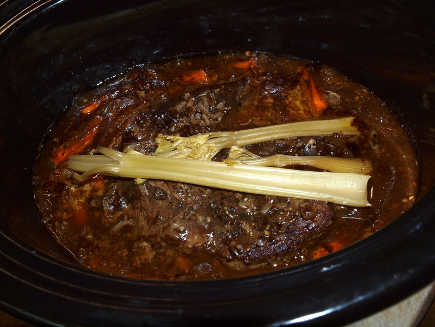 Pellet Smoker Cooking Crockpot Pot Roast w/Carrots and Baked Potatoes