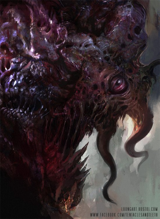 Richard Luong TentaclesandTeeth deviantart ilustrações terror monstros cthulhu seres cósmicos horror inferno sombrio
