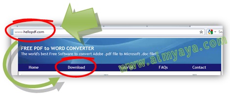 Gambar: Cara melakukan Convert PDF to WORD dengan software Free PDF to Word.  Langkah 1: membuka website hello PDF