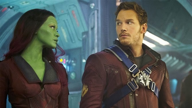 Guardianes de la galaxia - Zoe Saldana (Gamora) y Chris Pratt (Peter Quill)