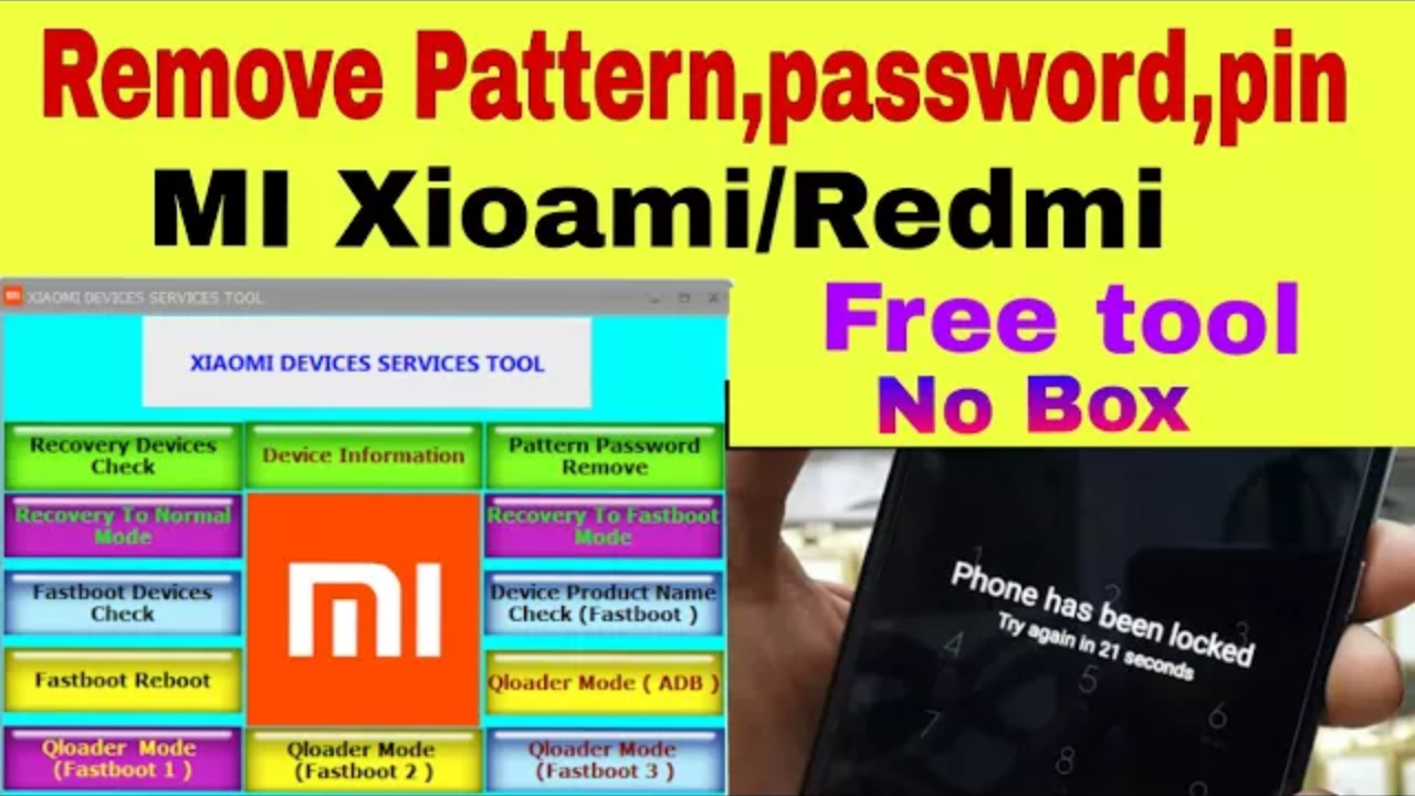 Remove/Unlock pattern/password/pin lock All MI/Redmi phone 2017