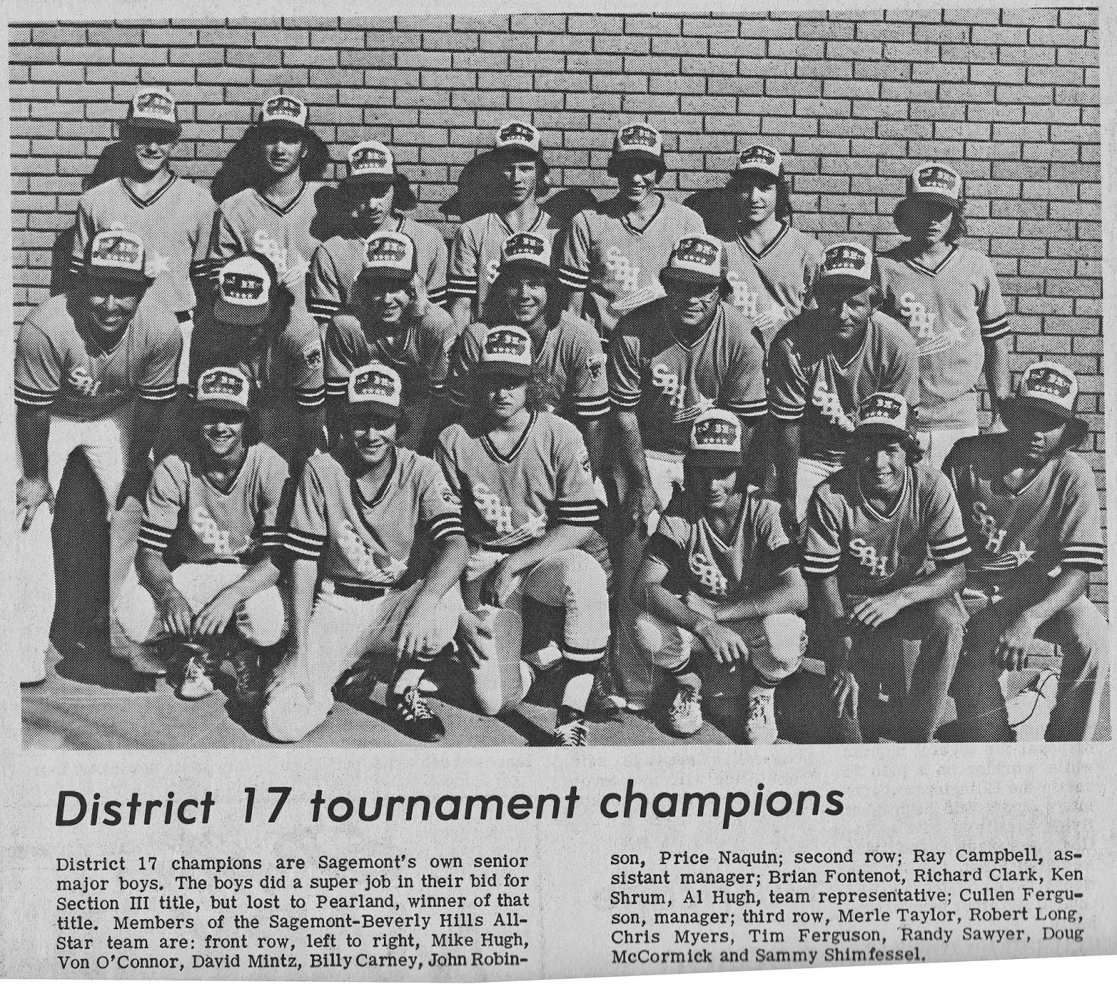 South Belt Houston Digital History Archive July 1977 Baseball League